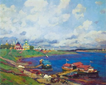 150の主題の芸術作品 Painting - ウグリチの朝 1913 年 コンスタンティン ユオンのビーチの風景
